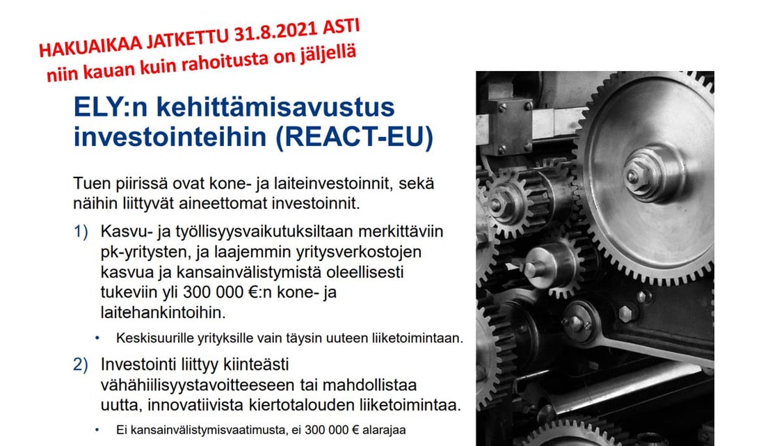 React rahoitus 31.8.2021 asti